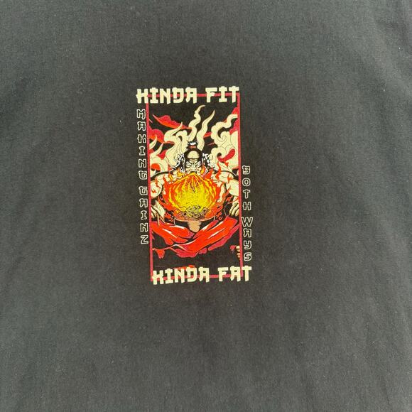 Kinda Fit Kinda Fat Making Gainz T-Shirt Mens M Black Uncle Iron Burning Ramen - Picture 4 of 8